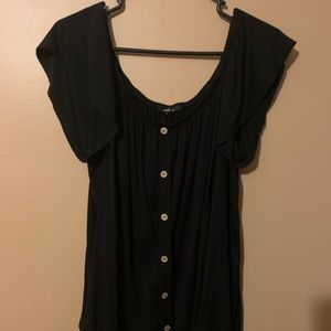 Off the Shoulder Black Shirt with Buttons Size 3x